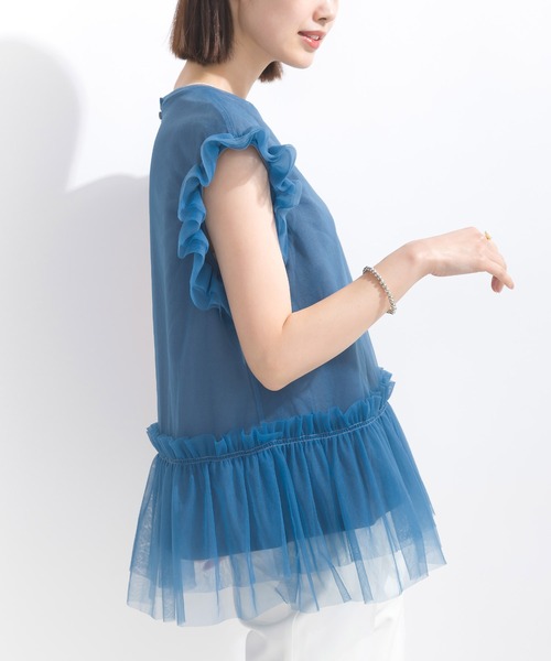 PICCIN（ピッチン）の「【WEB限定】チュールフリルトップス（Tシャツ/カットソー・レディース・ブラック/ブルー・M）」の6枚目の写真