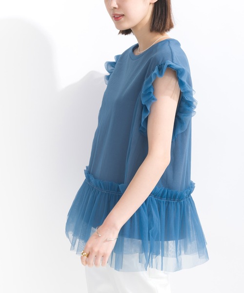 PICCIN（ピッチン）の「【WEB限定】チュールフリルトップス（Tシャツ/カットソー・レディース・ブラック/ブルー・M）」の8枚目の写真