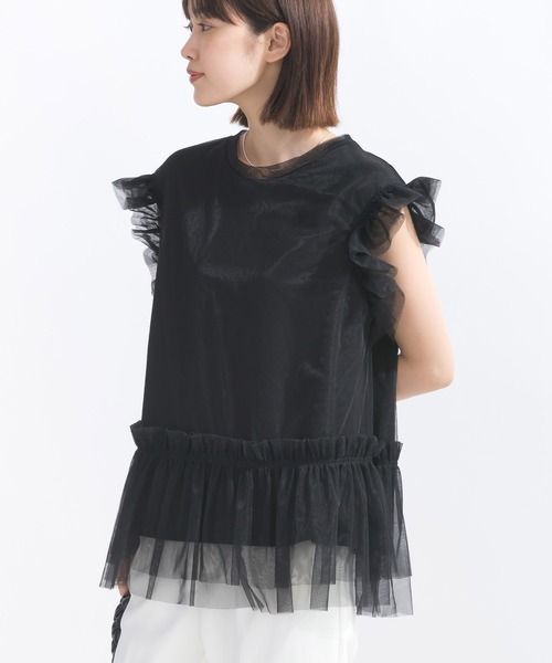 PICCIN（ピッチン）の「【WEB限定】チュールフリルトップス（Tシャツ/カットソー・レディース・ブラック/ブルー・M）」の21枚目の写真