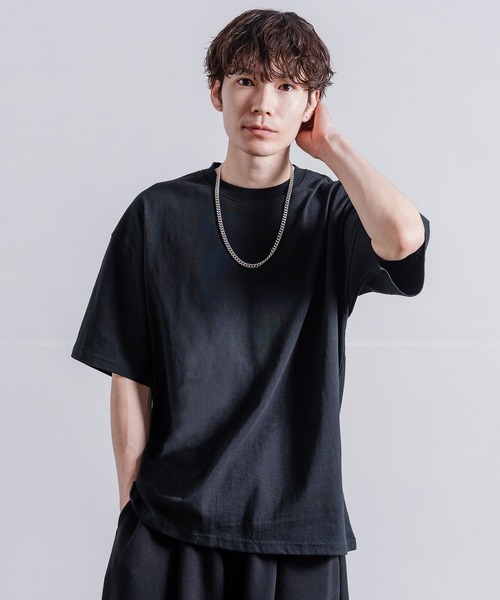 メンズ Tシャツ サイドライン 無地Tシャツ 肩落ち ゆったりa1377 64326_top.jpg