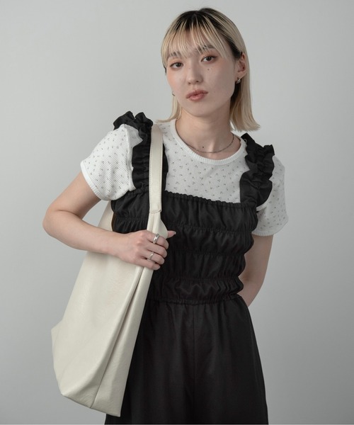 Amiur（エミレ）の「flower pattern waffle t shirt / フラワーパターンワッフルtシャツ（Tシャツ/カットソー・レディース・ホワイト/クリーム・FREE）」の10枚目の写真