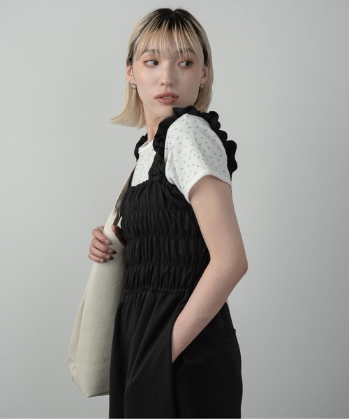 Amiur（エミレ）の「flower pattern waffle t shirt / フラワーパターンワッフルtシャツ（Tシャツ/カットソー・レディース・ホワイト/クリーム・FREE）」の11枚目の写真