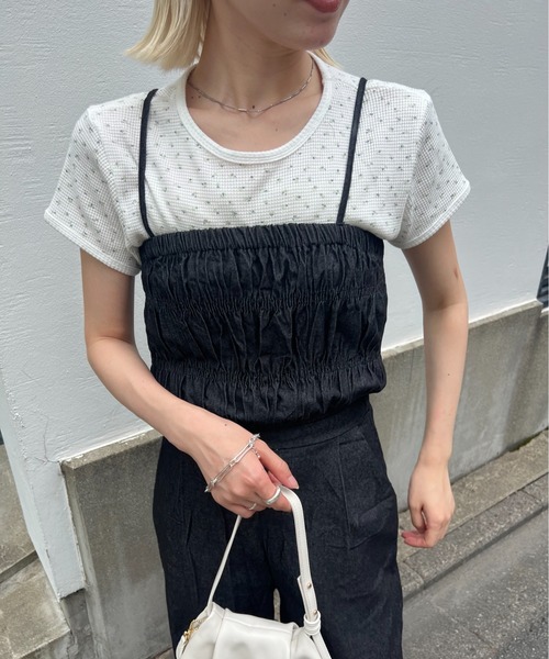 Amiur（エミレ）の「flower pattern waffle t shirt / フラワーパターンワッフルtシャツ（Tシャツ/カットソー・レディース・ホワイト/クリーム・FREE）」の21枚目の写真