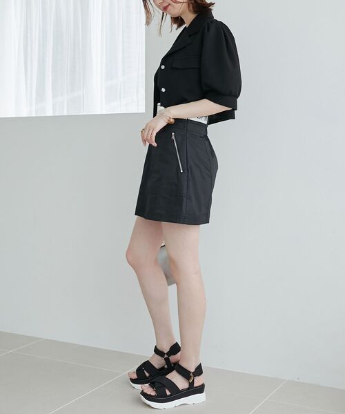 MAJESTIC LEGON(マジェスティックレゴン)の「ウエストロゴカーゴミニスカパン(カーゴパンツ・レディース・ブラック/オフホワイト/ピンク・MEDIUM)」の6枚目の写真