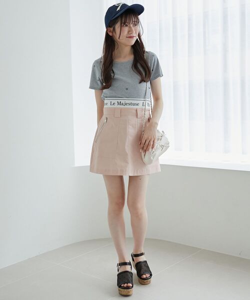 MAJESTIC LEGON(マジェスティックレゴン)の「ウエストロゴカーゴミニスカパン(カーゴパンツ・レディース・ブラック/オフホワイト/ピンク・MEDIUM)」の19枚目の写真