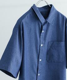 TCインディゴ レギュラーカラー半袖シャツ
