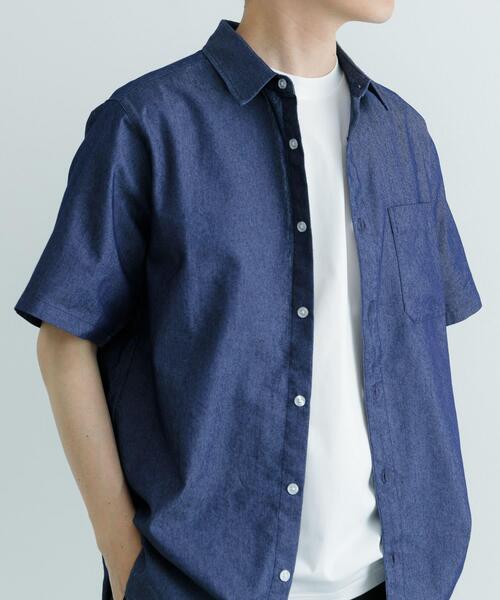 ITEMS URBANRESEARCH（アイテムズ アーバンリサーチ）の「TCインディゴ レギュラーカラー半袖シャツ（シャツ/ブラウス・メンズ・ライトブルー/ネイビー/ブルー・LARGE/MEDIUM）」の6枚目の写真