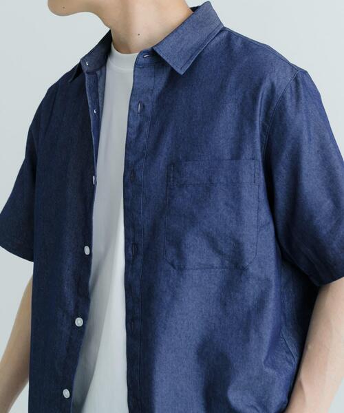 ITEMS URBANRESEARCH（アイテムズ アーバンリサーチ）の「TCインディゴ レギュラーカラー半袖シャツ（シャツ/ブラウス・メンズ・ライトブルー/ネイビー/ブルー・LARGE/MEDIUM）」の7枚目の写真