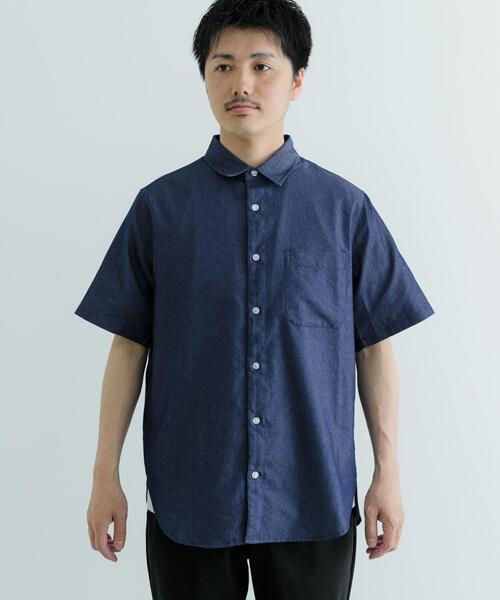 ITEMS URBANRESEARCH（アイテムズ アーバンリサーチ）の「TCインディゴ レギュラーカラー半袖シャツ（シャツ/ブラウス・メンズ・ライトブルー/ネイビー/ブルー・LARGE/MEDIUM）」の12枚目の写真