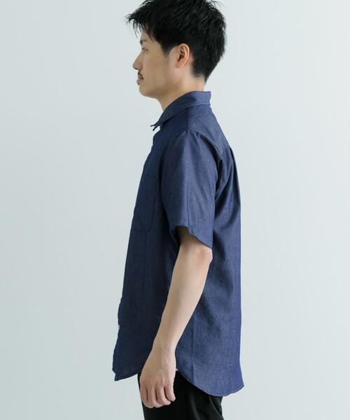ITEMS URBANRESEARCH（アイテムズ アーバンリサーチ）の「TCインディゴ レギュラーカラー半袖シャツ（シャツ/ブラウス・メンズ・ライトブルー/ネイビー/ブルー・LARGE/MEDIUM）」の13枚目の写真