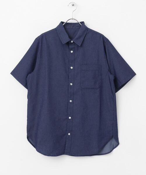 ITEMS URBANRESEARCH（アイテムズ アーバンリサーチ）の「TCインディゴ レギュラーカラー半袖シャツ（シャツ/ブラウス・メンズ・ライトブルー/ネイビー/ブルー・LARGE/MEDIUM）」の20枚目の写真