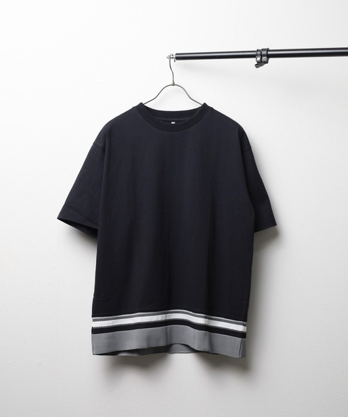 B.I.D.(ビーアイディー)の「《ジャガードリブ》 ショートスリーブTシャツ(Tシャツ/カットソー・レディース・ブラック/ホワイト系1/ホワイト系2・MEDIUM/LARGE)」の2枚目の写真