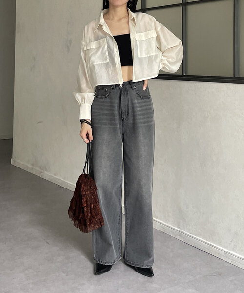 Thevon（ゼボン）の「ラメシアーフリル巾着バッグ（トートバッグ・レディース・ブラック/オフホワイト/ブラウン・FREE）」の11枚目の写真