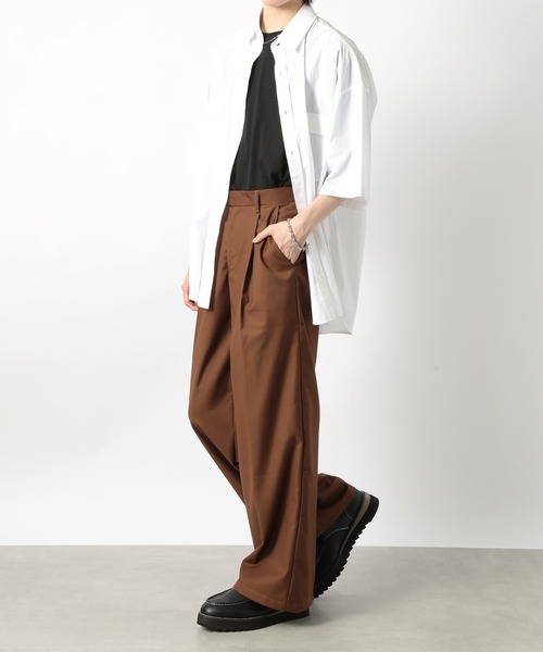 SETUP7（セットアップセブン）の「【SETUP7】オーバーワイドタックスラックスパンツ SCCH364（スラックス・メンズ・ブラック/ブラウン・M/L/XL）」の10枚目の写真