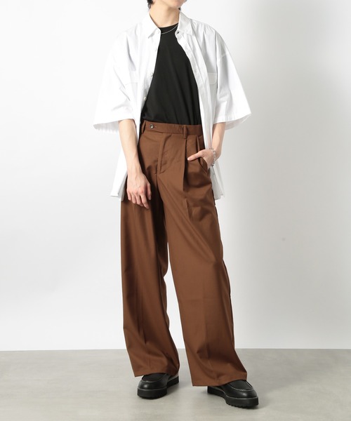 SETUP7（セットアップセブン）の「【SETUP7】オーバーワイドタックスラックスパンツ SCCH364（スラックス・メンズ・ブラック/ブラウン・M/L/XL）」の11枚目の写真