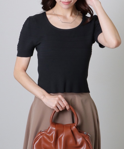 Lace Ladies（レースレディース）の「スクエアネック パフスリーブ マルチリブ ニット トップス（ニット/セーター・レディース・ブラック/アイボリー/ホワイト/ピンク・FREE）」の8枚目の写真