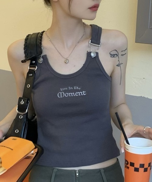 刺繍入りサスペンダータンクトップ（タンクトップ）｜Vipoa（ヴィポア