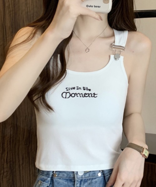 Vipoa(ヴィポア)の「刺繍入りサスペンダータンクトップ(タンクトップ・レディース・グレー/アイボリー/ブラック/ホワイト・FREE)」の12枚目の写真
