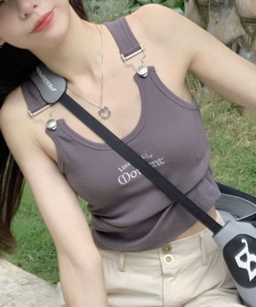 刺繍入りサスペンダータンクトップ（タンクトップ）｜Vipoa（ヴィポア