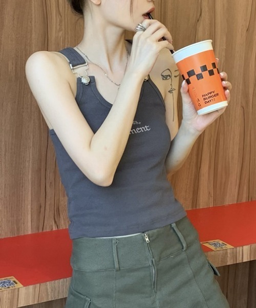 刺繍入りサスペンダータンクトップ（タンクトップ）｜Vipoa（ヴィポア