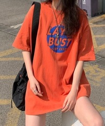 LAY or BUSTロゴプリントルーズTシャツ