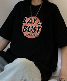 LAY or BUSTロゴプリントルーズTシャツ