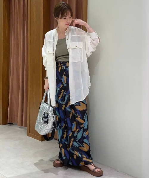 セール】[透け感が涼しげ]シアースラブロングシャツ（シャツ/ブラウス