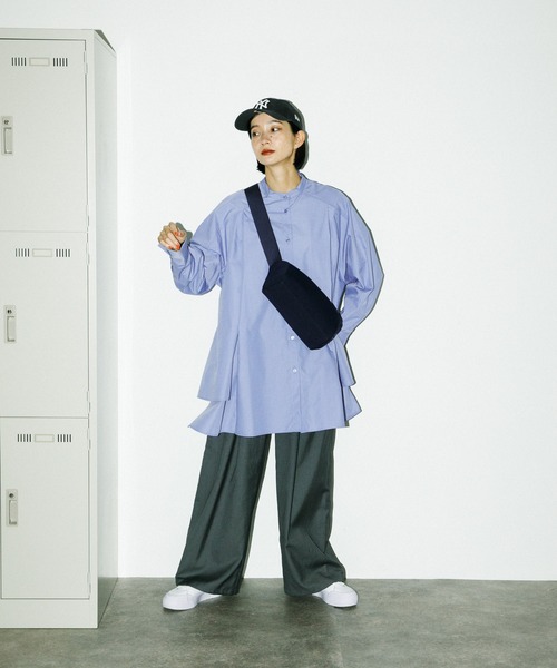 KBF(ケイビーエフ)の「ヘムタックミニシャツワンピース(ワンピース・レディース・ブルー系その他/オフホワイト/チャコールグレー・ONE)」の22枚目の写真