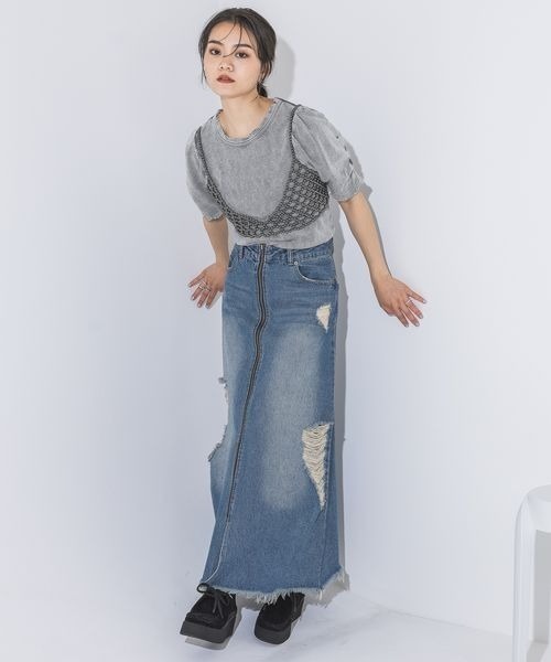 JEANASIS(ジーナシス)の「パワショルブリーチプルオーバーSS/137568(Tシャツ/カットソー・レディース・オフホワイト/ブラック/グレー・FREE)」の15枚目の写真