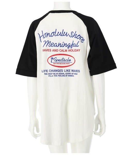 anap mimpi（アナップミンピ）の「メッセージ刺繍 ラグラン 配色 コットン ビッグTシャツ 半（Tシャツ/カットソー・レディース・ダークグレー/ブラック・FREE）」の16枚目の写真