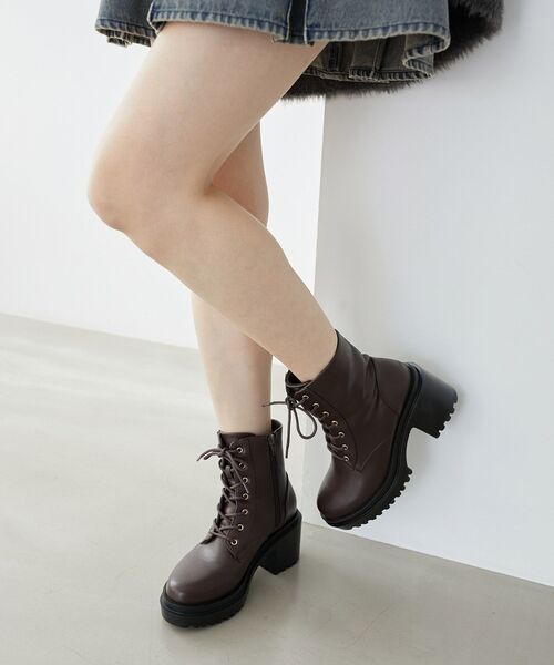 MAJESTIC LEGON(マジェスティックレゴン)の「レースアップショートブーツ(ブーツ・レディース・ブラウン/アイボリー/ブラック・X-LARGE/LARGE/MEDIUM/SMALL)」の18枚目の写真