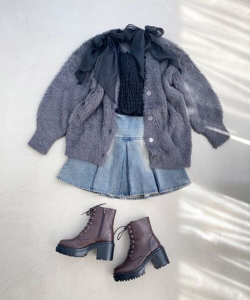 MAJESTIC LEGON(マジェスティックレゴン)の「レースアップショートブーツ(ブーツ・レディース・ブラウン/アイボリー/ブラック・X-LARGE/LARGE/MEDIUM/SMALL)」の20枚目の写真