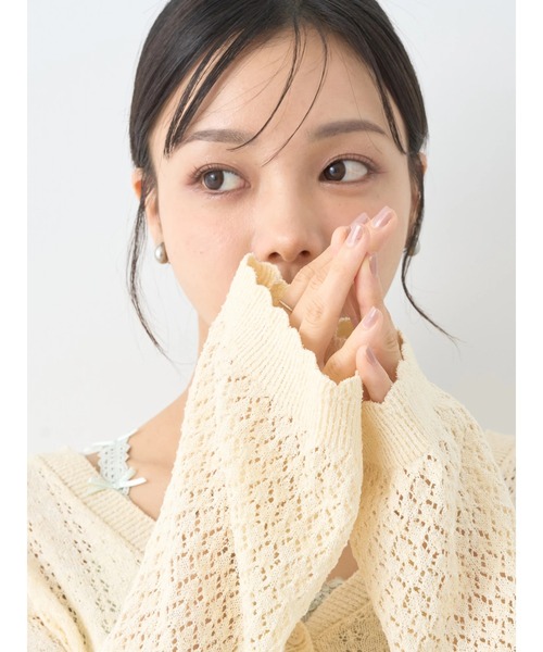 earth music&ecology（アースミュージックアンドエコロジー）の「チビブークレショートカーディガン（カーディガン/ボレロ・レディース・アイボリー/ブルー/ブラック・FREE）」の17枚目の写真