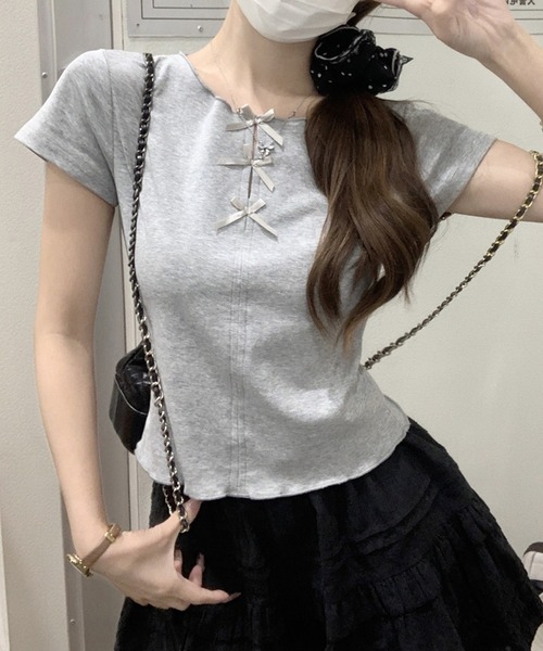 tシャツ doll up oops リーフプリントバックリボントップス レディース Ribbon］Tops /［リボン］トップス | FICTION TOKYO OFFICIA