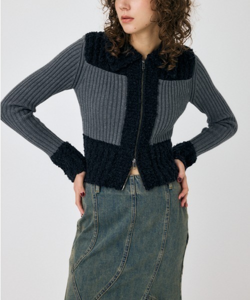 セール】MIX PATTERN ZIP UP POLO CD（カーディガン/ボレロ）｜MOUSSY  