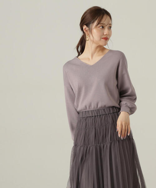 PROPORTION BODY DRESSING（プロポーションボディドレッシング）の「Ｖネックドルマン総針ニット / 1214270902（ニット/セーター・レディース・グレー/オフホワイト/ブルー・SMALL/MEDIUM）」の22枚目の写真