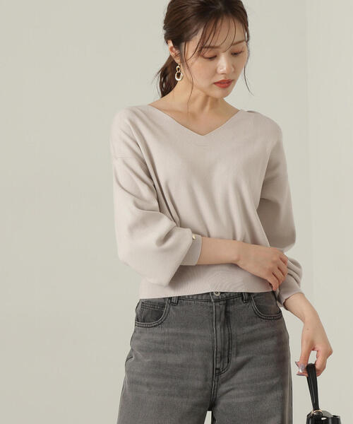 PROPORTION BODY DRESSING（プロポーションボディドレッシング）の「Ｖネックドルマン総針ニット / 1214270902（ニット/セーター・レディース・グレー/オフホワイト/ブルー・SMALL/MEDIUM）」の7枚目の写真
