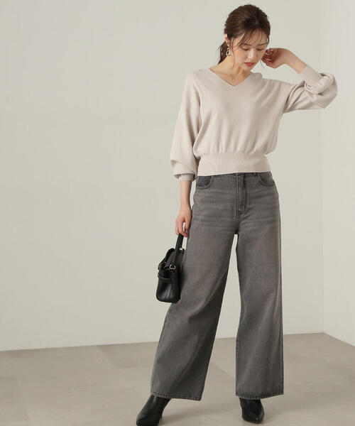 PROPORTION BODY DRESSING（プロポーションボディドレッシング）の「Ｖネックドルマン総針ニット / 1214270902（ニット/セーター・レディース・グレー/オフホワイト/ブルー・SMALL/MEDIUM）」の9枚目の写真