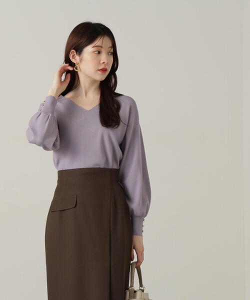 PROPORTION BODY DRESSING（プロポーションボディドレッシング）の「Ｖネックドルマン総針ニット / 1214270902（ニット/セーター・レディース・グレー/オフホワイト/ブルー・SMALL/MEDIUM）」の20枚目の写真