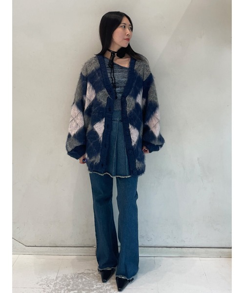 jouetie（ジュエティ）の「パターンモヘアライクルーズニットカーディガン（カーディガン/ボレロ・レディース・ブラック/ネイビー/ピンク/アイボリー・MEDIUM）」の5枚目の写真