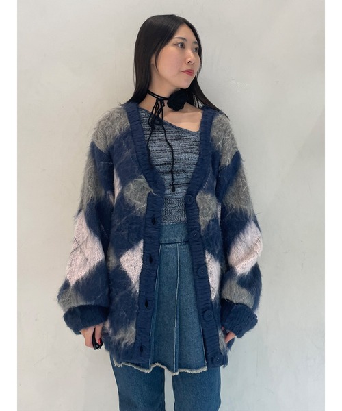 セール】パターンモヘアライクルーズニットカーディガン