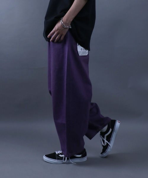 ANPAS（アンパス）の「Wide Tapered Color Denim Pants/ワイドテーパード カラーデニム パンツ ストリート スケーター（デニムパンツ・メンズ・パープル/ブラウン/グリーン/ブラック・M/L）」の4枚目の写真