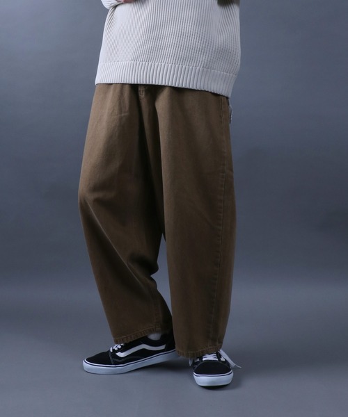 ANPAS（アンパス）の「Wide Tapered Color Denim Pants/ワイドテーパード カラーデニム パンツ ストリート スケーター（デニムパンツ・メンズ・パープル/ブラウン/グリーン/ブラック・M/L）」の3枚目の写真