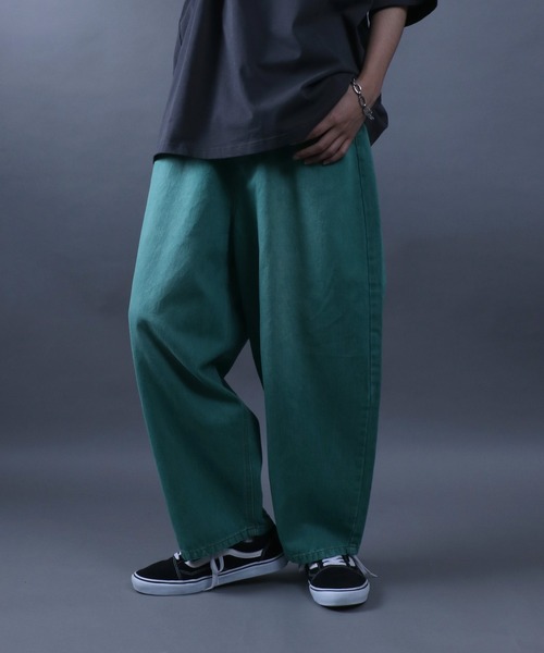 ANPAS（アンパス）の「Wide Tapered Color Denim Pants/ワイドテーパード カラーデニム パンツ ストリート スケーター（デニムパンツ・メンズ・パープル/ブラウン/グリーン/ブラック・M/L）」の19枚目の写真