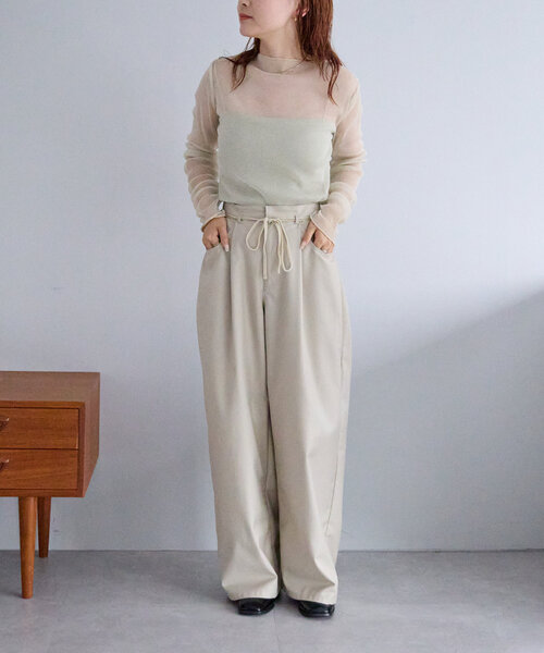 mystic（ミスティック）の「【インナーとしても一枚でも◎】ラメチュールプルオーバー（Tシャツ/カットソー・レディース・ベージュ/モカ/ブラック/グレー/ピンク・FREE）」の21枚目の写真