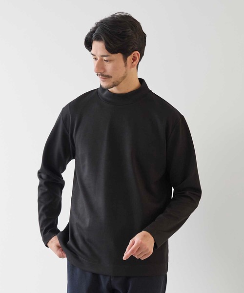 UNION STATION（ユニオンステーション）の「ポンチ モックネック ロンT（Tシャツ/カットソー・メンズ・ホワイト/ホワイト×ブラック/ブラック・M/L/LL）」の3枚目の写真