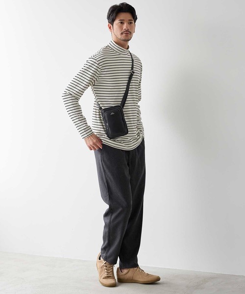 UNION STATION（ユニオンステーション）の「ポンチ モックネック ロンT（Tシャツ/カットソー・メンズ・ホワイト/ホワイト×ブラック/ブラック・M/L/LL）」の7枚目の写真