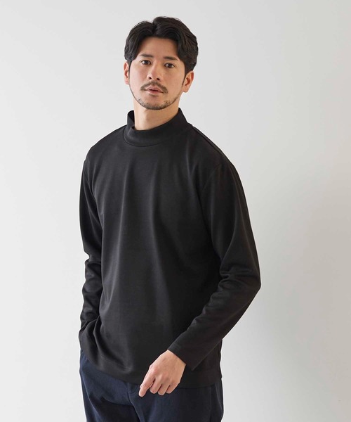 UNION STATION（ユニオンステーション）の「ポンチ モックネック ロンT（Tシャツ/カットソー・メンズ・ホワイト/ホワイト×ブラック/ブラック・M/L/LL）」の8枚目の写真