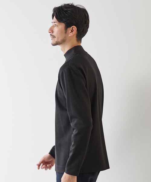 UNION STATION（ユニオンステーション）の「ポンチ モックネック ロンT（Tシャツ/カットソー・メンズ・ホワイト/ホワイト×ブラック/ブラック・M/L/LL）」の9枚目の写真