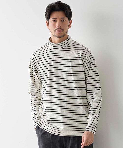 UNION STATION（ユニオンステーション）の「ポンチ モックネック ロンT（Tシャツ/カットソー・メンズ・ホワイト/ホワイト×ブラック/ブラック・M/L/LL）」の18枚目の写真